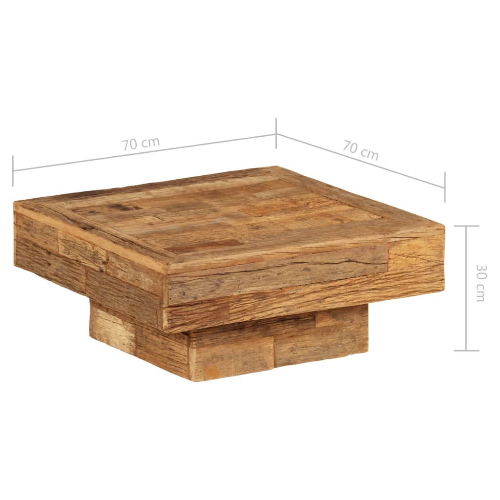vidaXL Salontafel 70x70x30 cm massief gerecycled hout