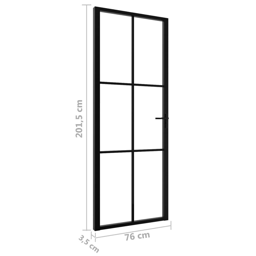 vidaXL Binnendeur 76x201,5 cm ESG-glas en aluminium zwart