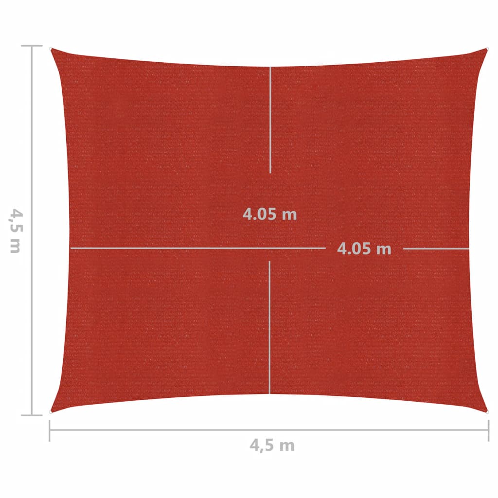 vidaXL Zonnezeil 160 g/m² 4,5x4,5 m HDPE rood