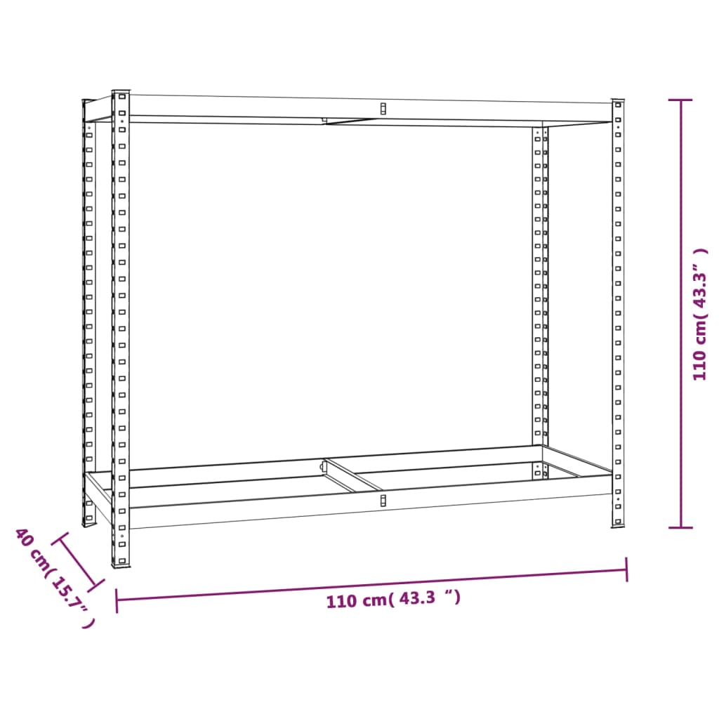 vidaXL Bandenrekken 2-laags 3 st 110x40x110 cm staal zilverkleurig