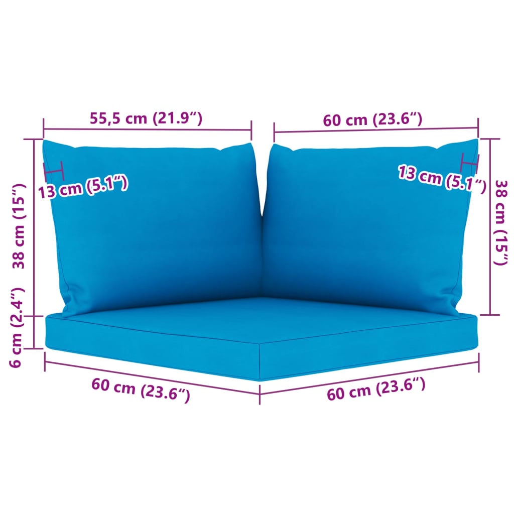 vidaXL 5-delige Loungeset met lichtblauwe kussens