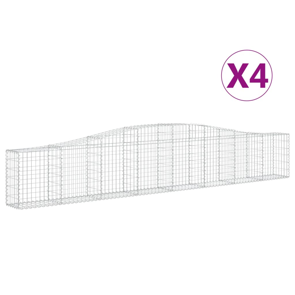 vidaXL Schanskorven 4 st gewelfd 400x30x60/80 cm ijzer