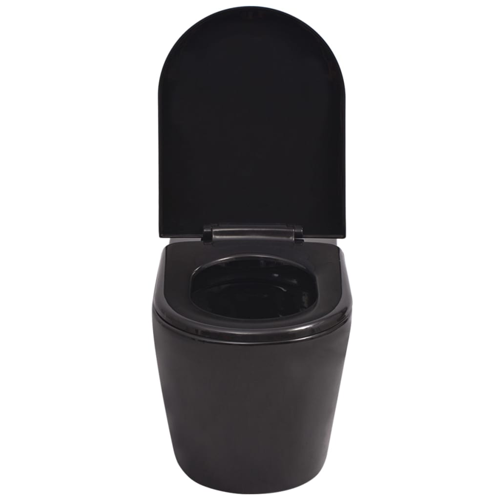 vidaXL Hangend toilet met verborgen stortbak keramiek zwart
