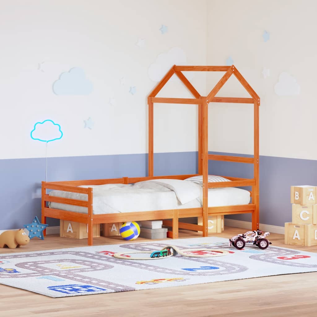 vidaXL Kinderbedhuisje 98x70x176,5 cm massief grenenhout wasbruin