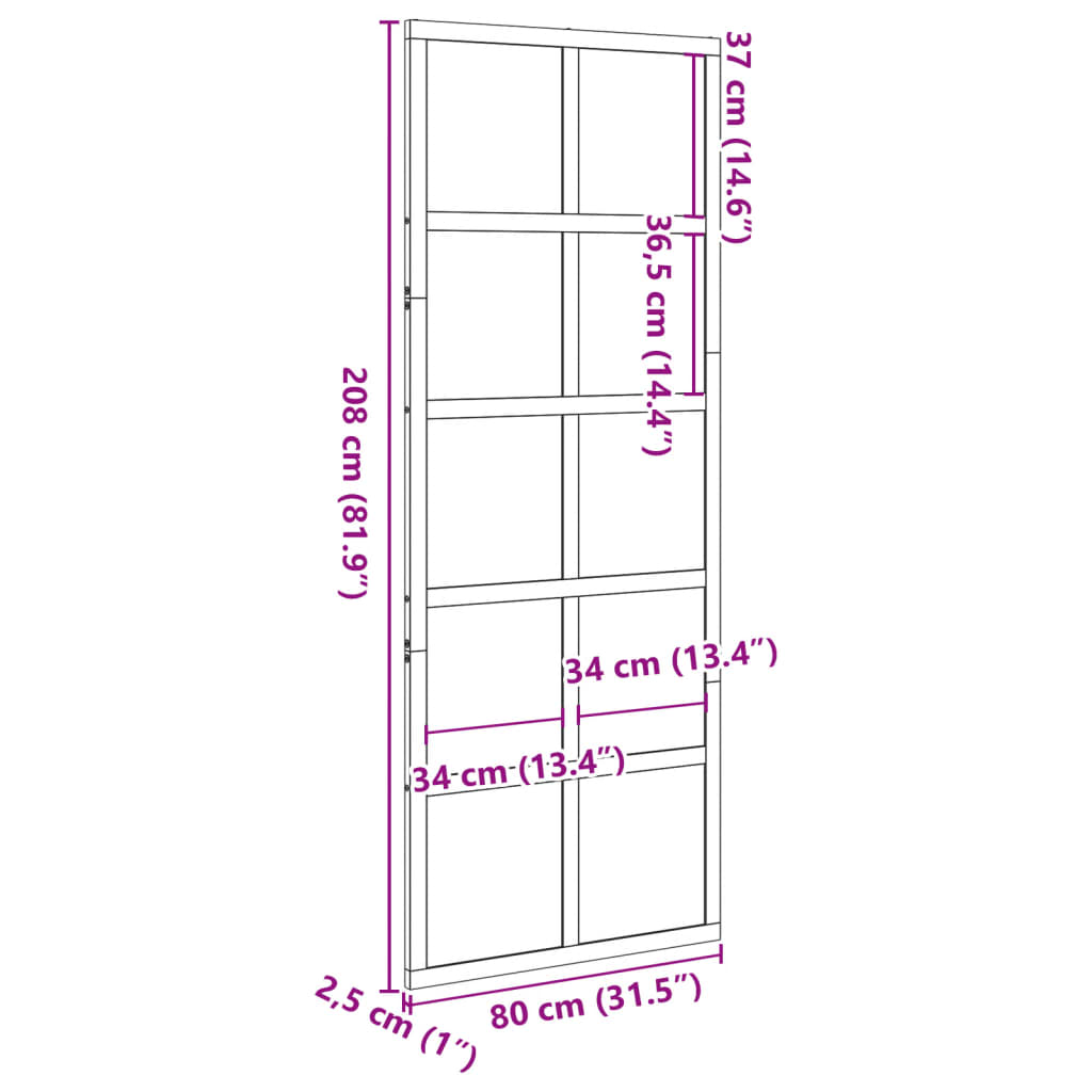 vidaXL Schuifdeur 80x208 cm massief grenenhout