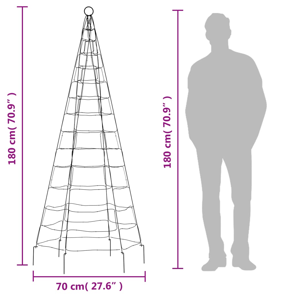 vidaXL Lichtkegel aan vlaggenmast 200 blauwe LED's 180 cm