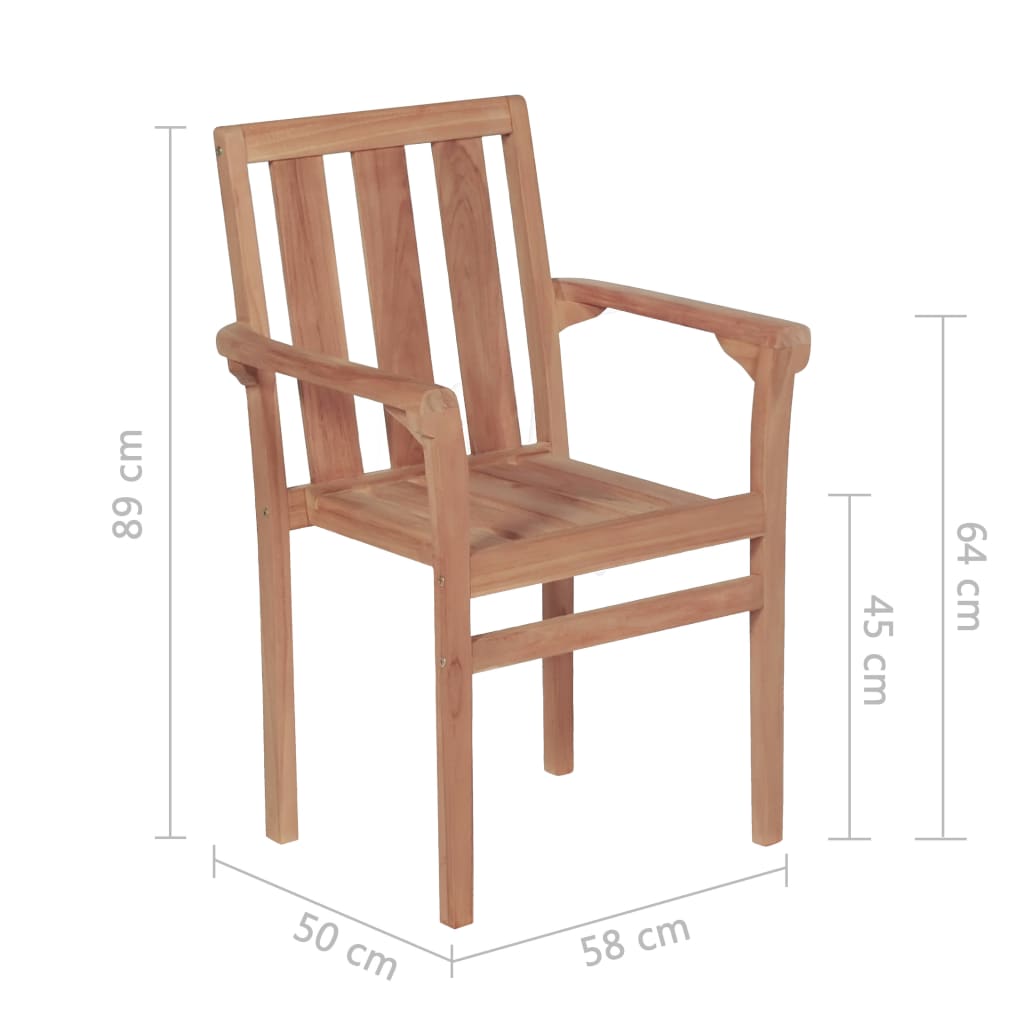 vidaXL Tuinstoelen stapelbaar 2 st massief teakhout