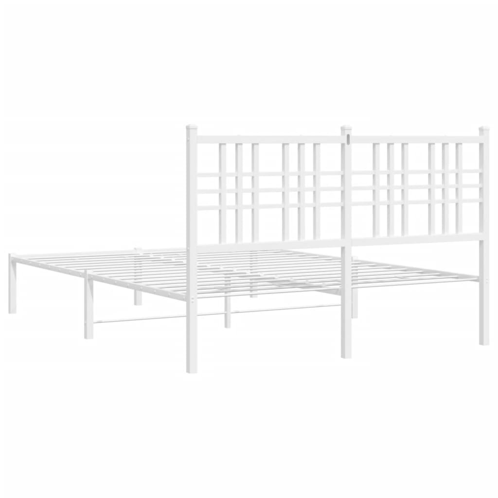 vidaXL Bedframe met hoofdbord metaal wit 140x200 cm