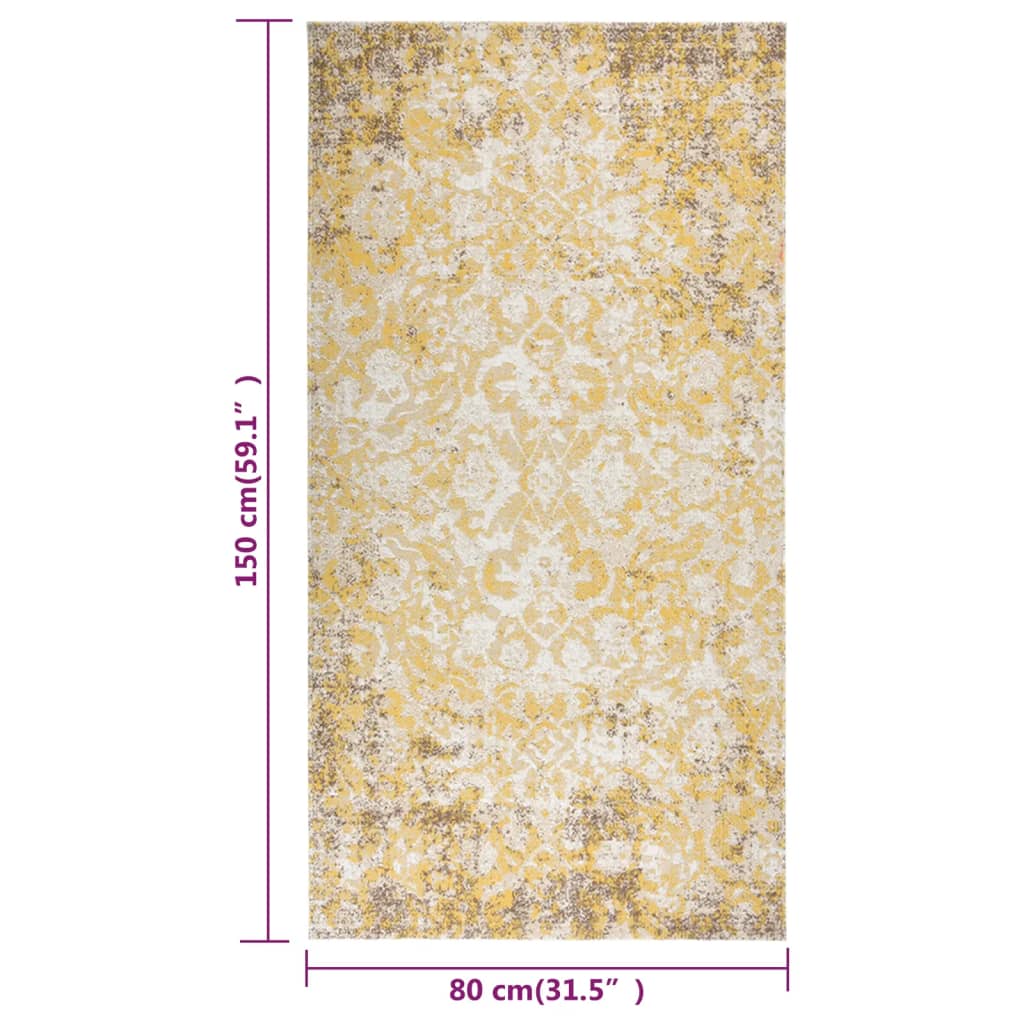 vidaXL Buitenkleed platgeweven 80x150 cm geel