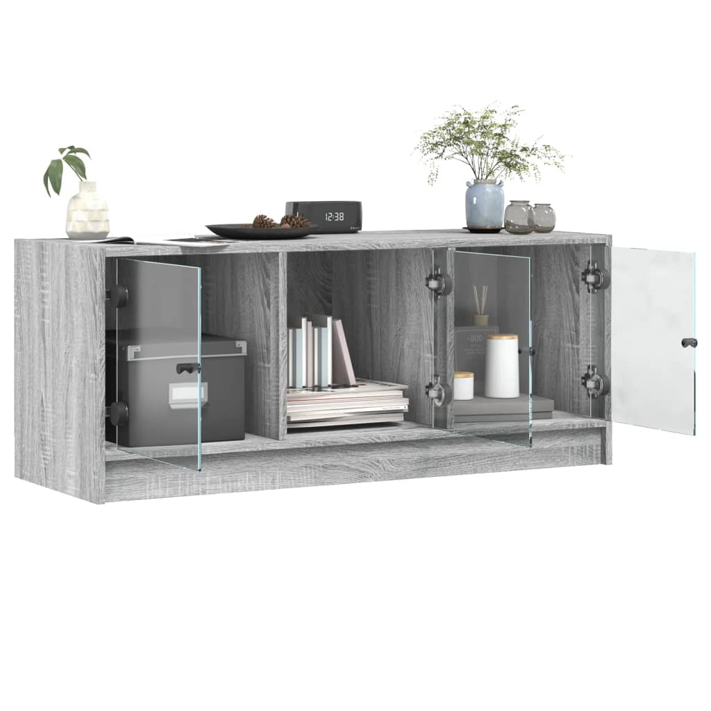 vidaXL Tv-meubel met glazen deuren 102x37x42 cm grijs sonoma eiken