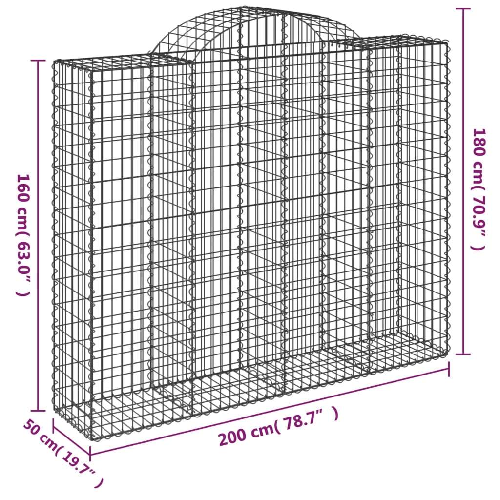 vidaXL Schanskorven 30 st gewelfd 200x50x160/180 cm ijzer