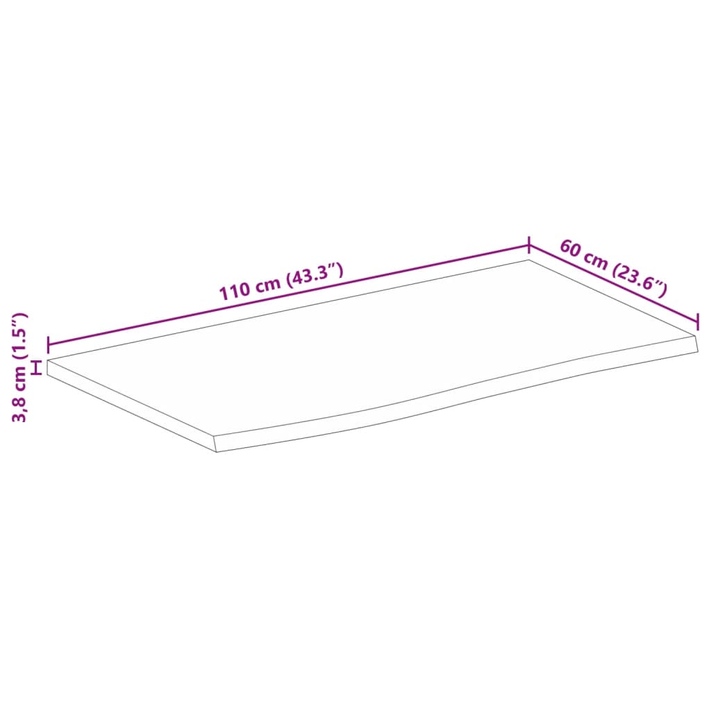 vidaXL Tafelblad met natuurlijke rand 110x60x3,8 cm massief mangohout