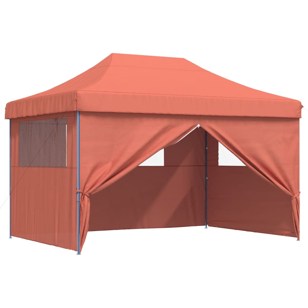 vidaXL Partytent inklapbaar pop-up met 4 zijwanden terracottakleurig