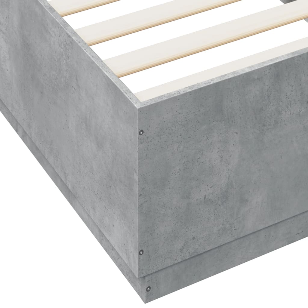 vidaXL Bedframe bewerkt hout betongrijs 100x200 cm
