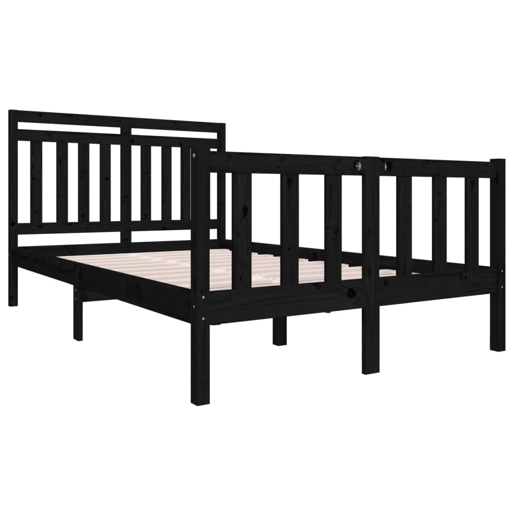 vidaXL Bedframe massief hout zwart 140x190 cm