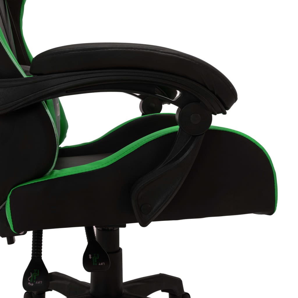 vidaXL Racestoel met RGB LED-verlichting kunstleer groen en zwart