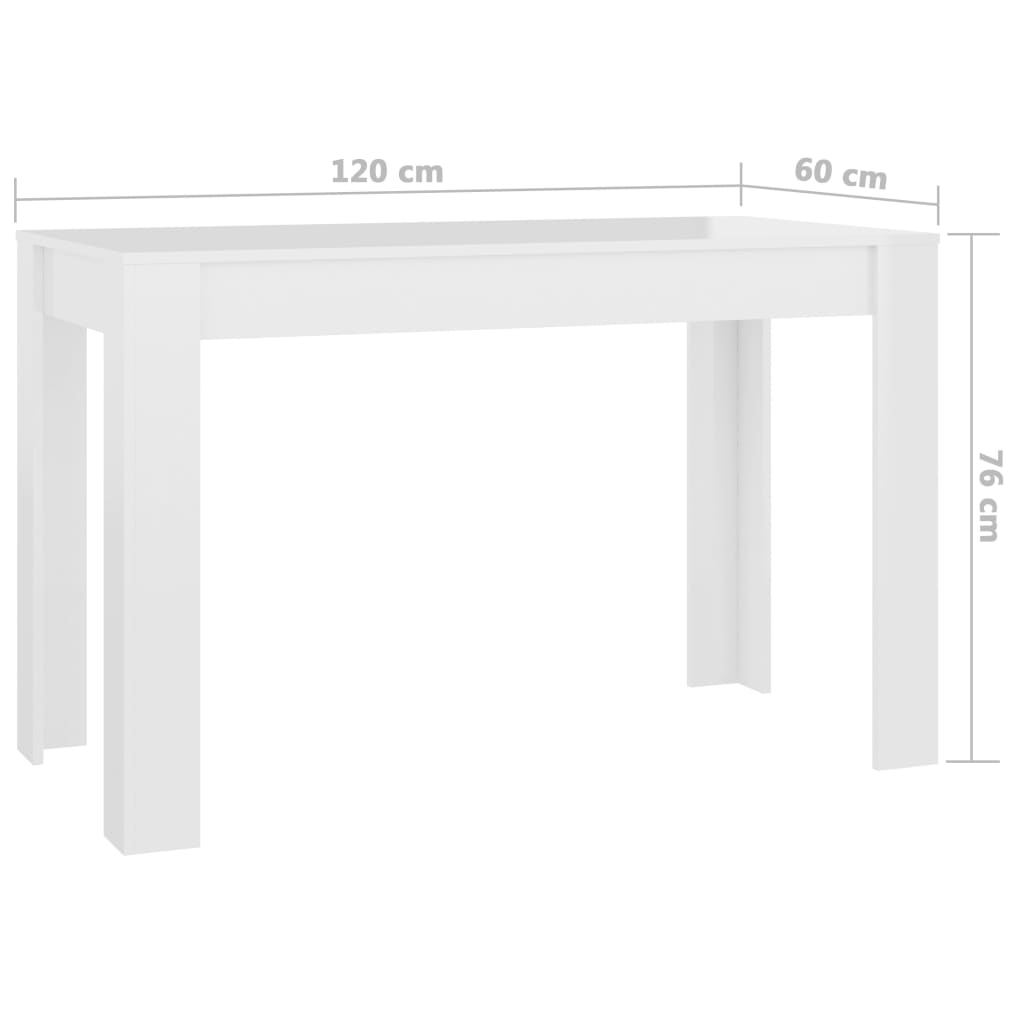 vidaXL Eettafel 120x60x76 cm bewerkt hout hoogglans wit