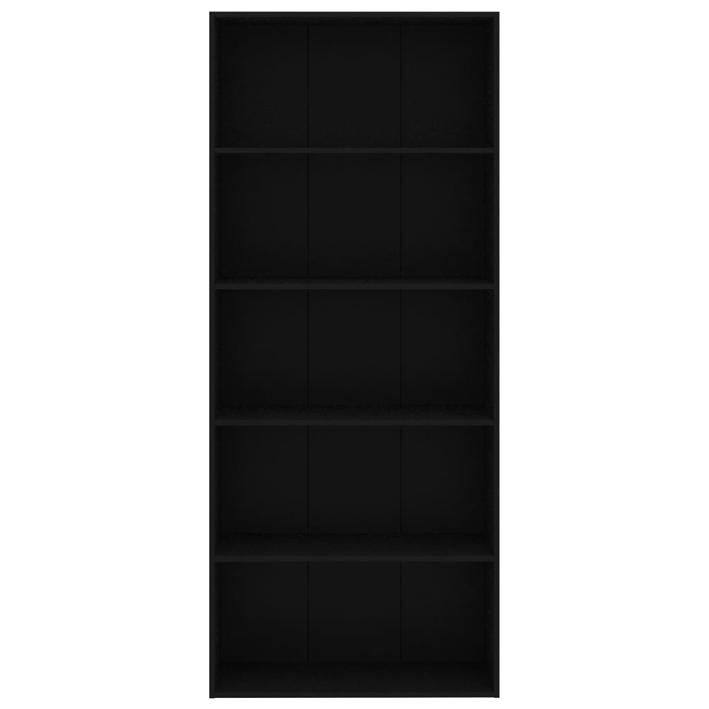 vidaXL Boekenkast met 5 schappen 80x30x189 cm bewerkt hout zwart