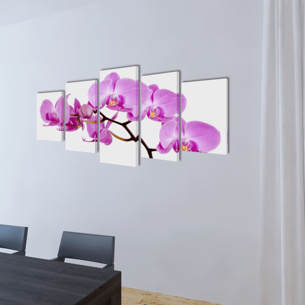Canvas muurdruk set orchidee 100 x 50 cm