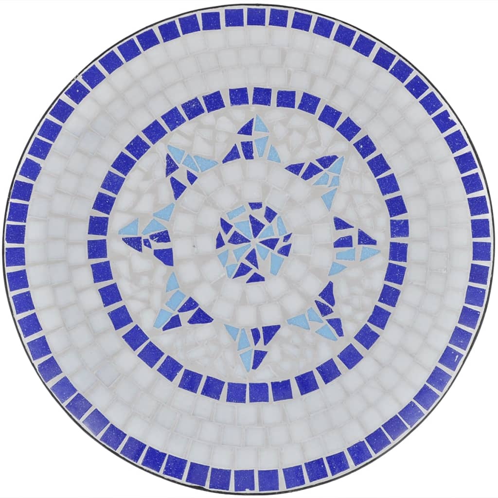 vidaXL Bistrotafel 60 cm mozaïek blauw en wit