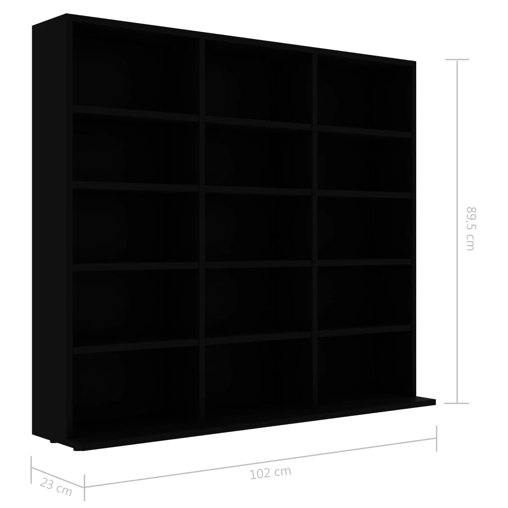 vidaXL Cd-kast 102x23x89,5 cm bewerkt hout zwart