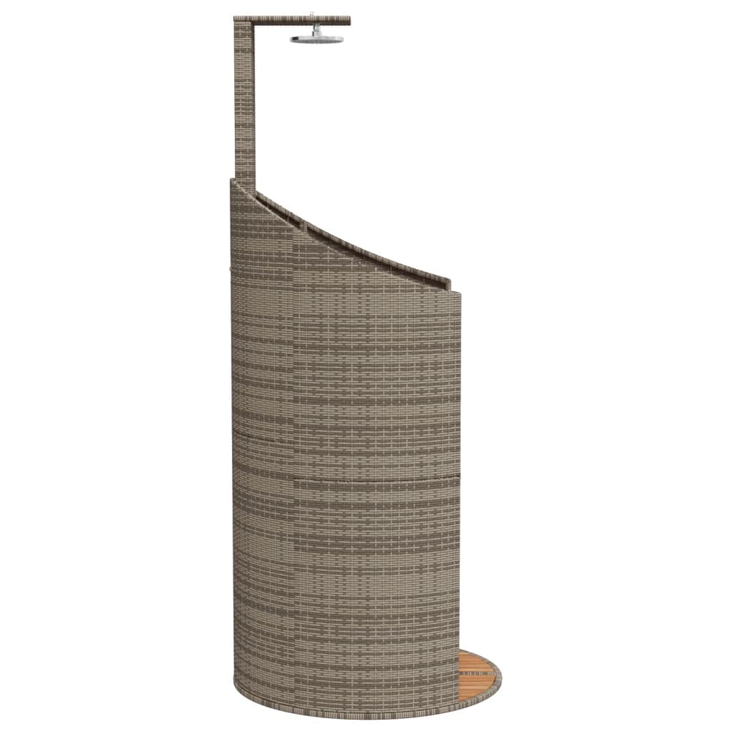 vidaXL Buitendouche 100x100x241,5 cm poly rattan en acaciahout grijs