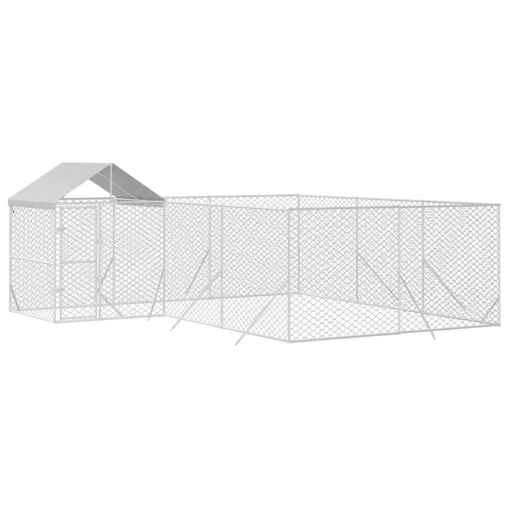 vidaXL Hondenkennel met dak 6x6x2,5 m gegalvaniseerd staal zilver