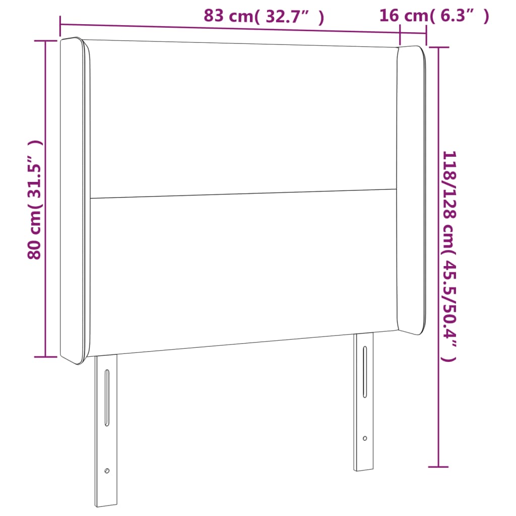 vidaXL Hoofdbord met randen 83x16x118/128 cm kunstleer grijs