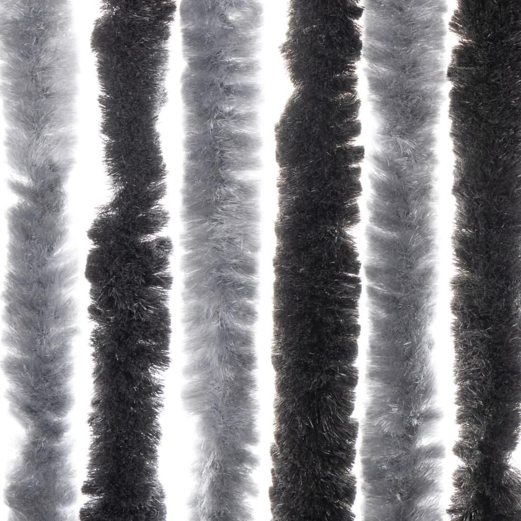 vidaXL Vliegengordijn 90x200 cm chenille grijs en zwart