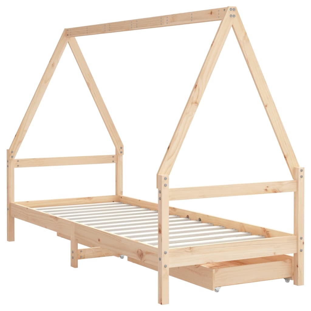 vidaXL Kinderbedframe met lades 80x200 cm massief grenenhout