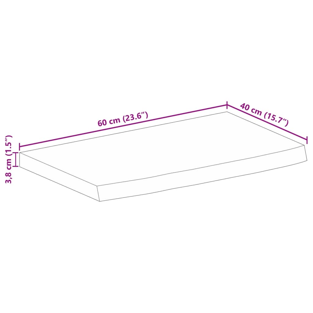 vidaXL Tafelblad met natuurlijke rand 60x40x3,8 cm massief mangohout