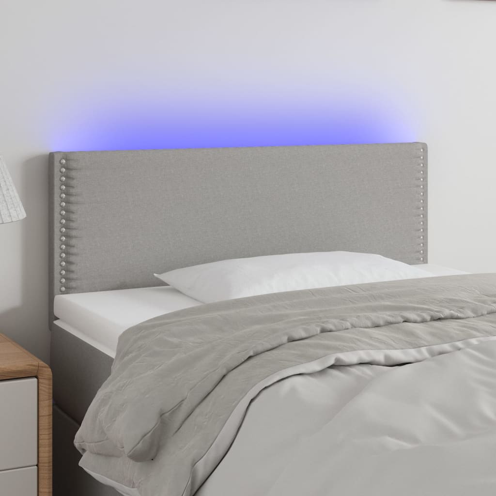 vidaXL Hoofdbord LED 100x5x78/88 cm stof lichtgrijs