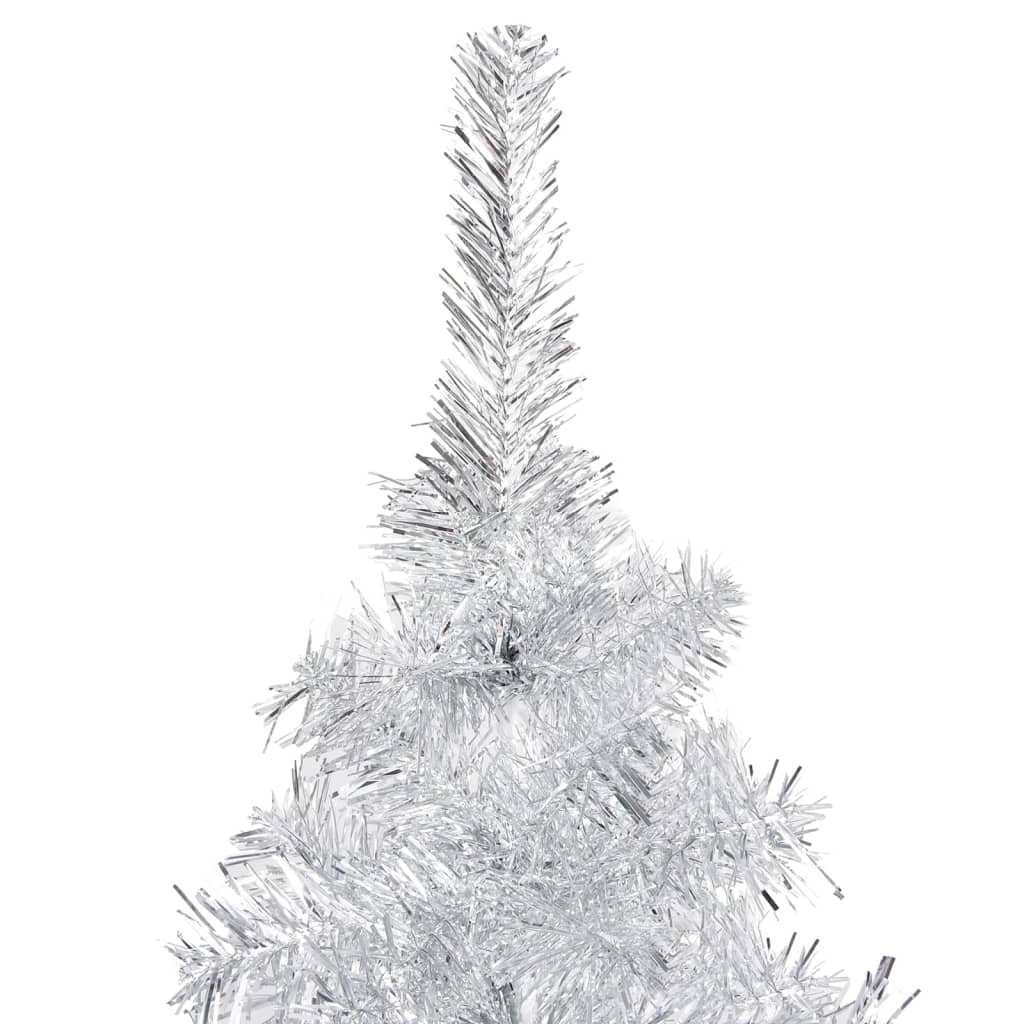 vidaXL Kunstkerstboom met verlichting standaard 240 cm PET zilverkleur