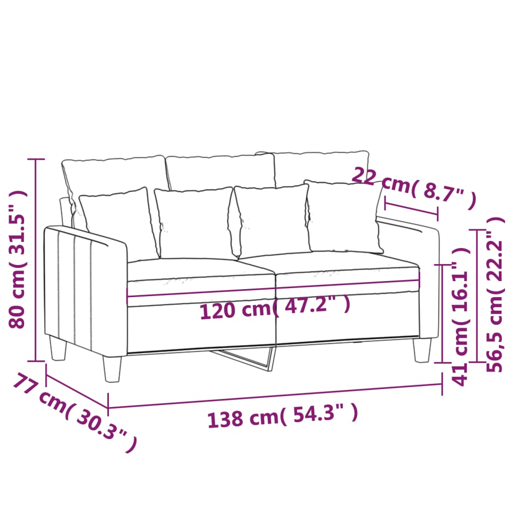 vidaXL Tweezitsbank 120 cm stof crèmekleurig