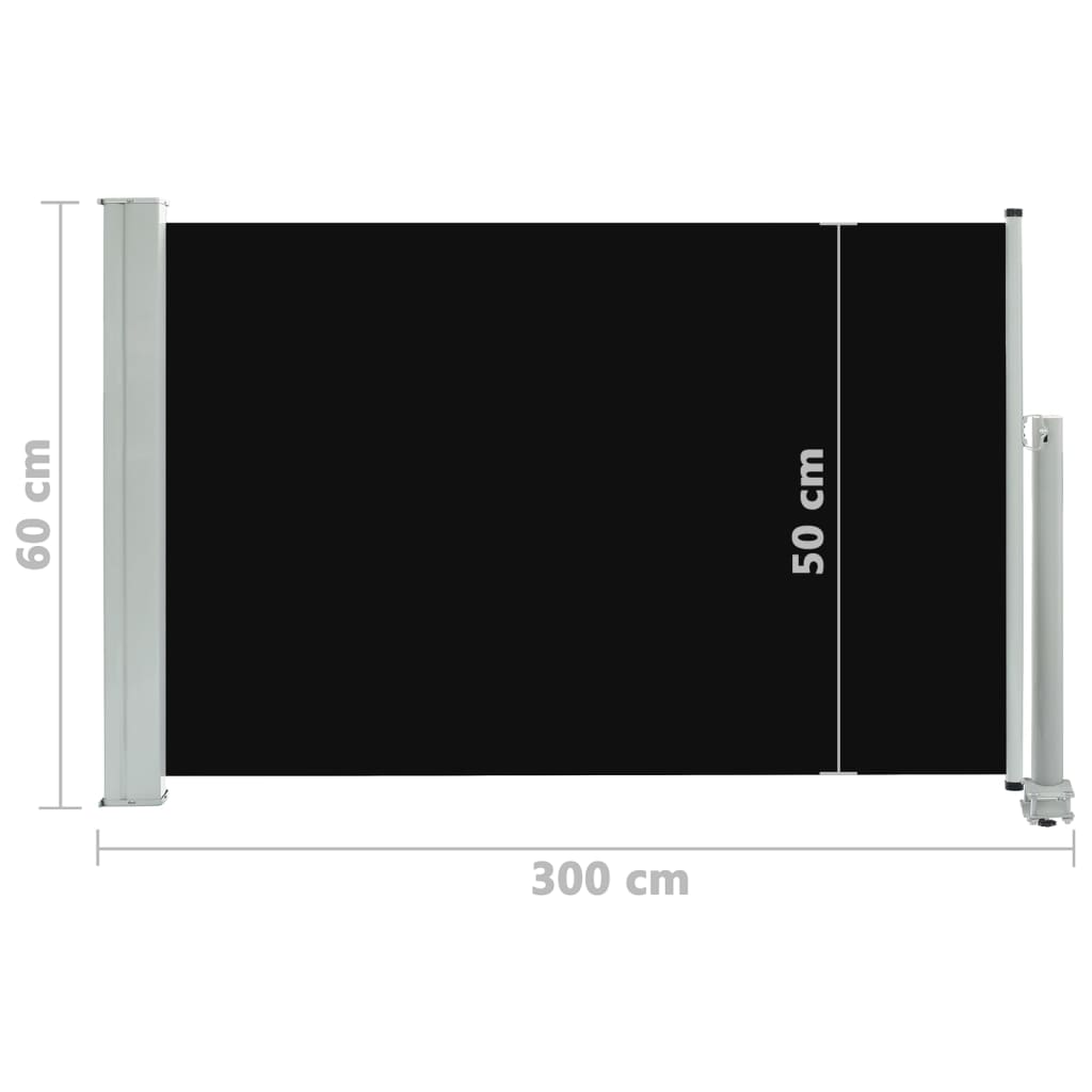 vidaXL Tuinscherm uittrekbaar 60x300 cm zwart