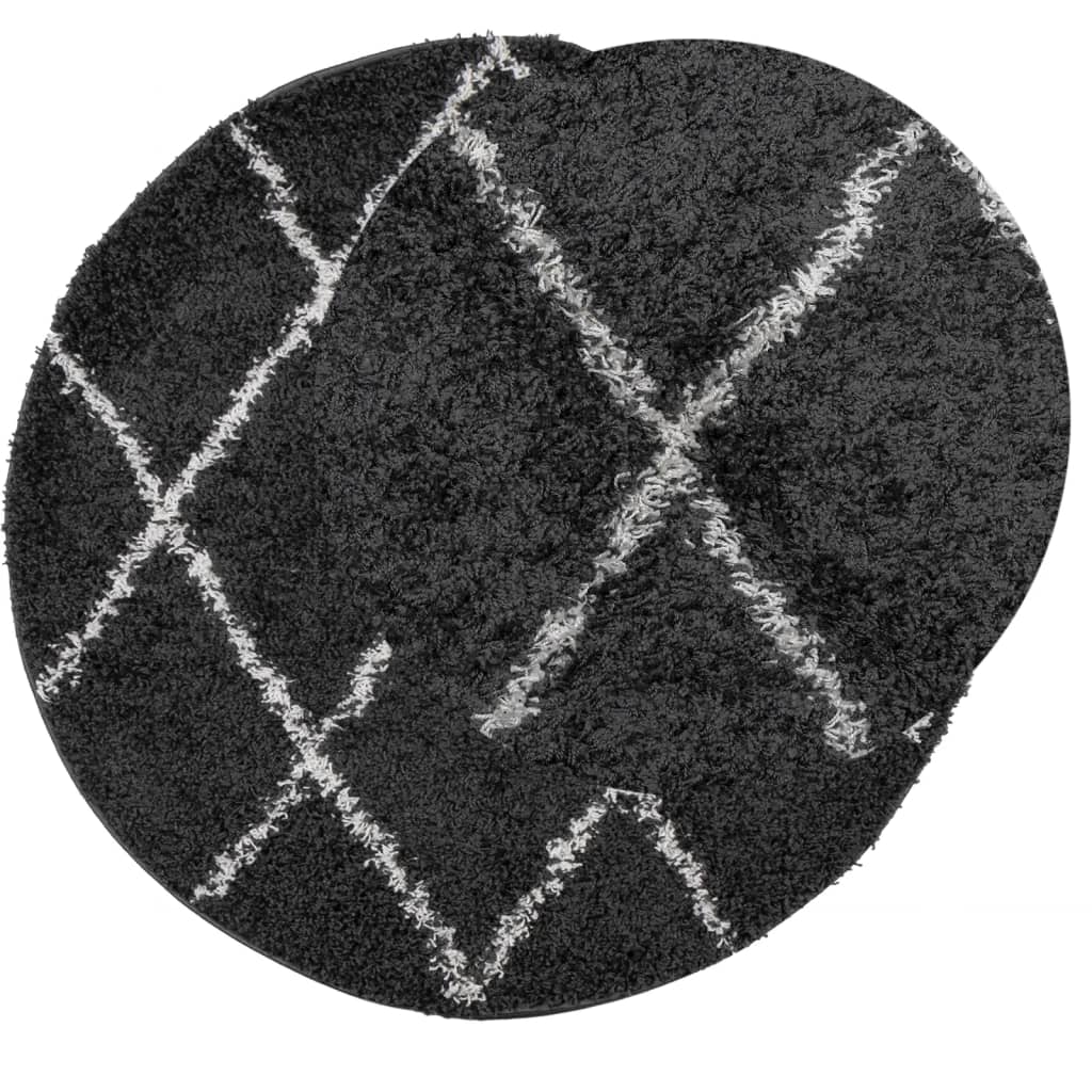 vidaXL Vloerkleed shaggy hoogpolig modern Ø 280 cm zwart en crème