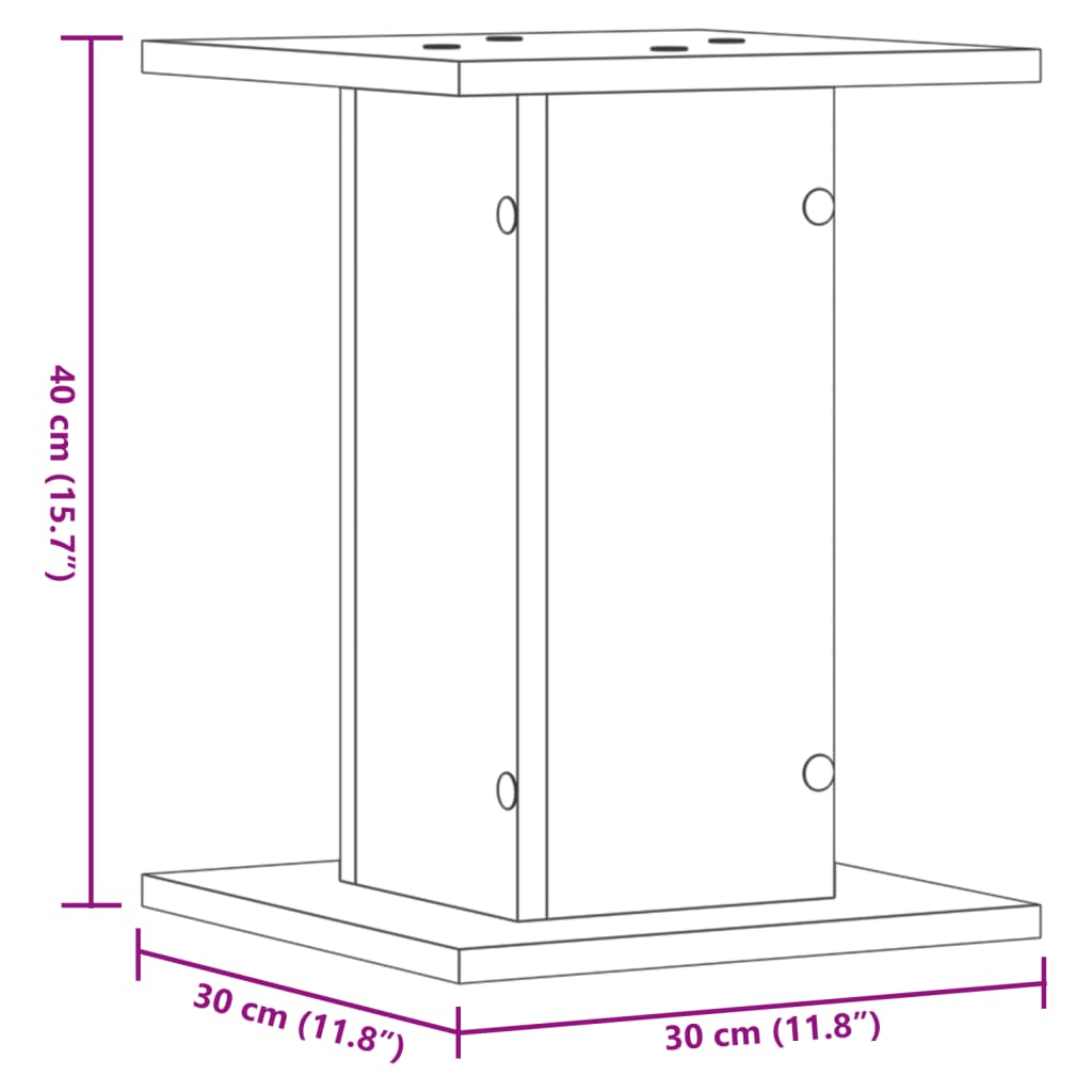 vidaXL Speakerstandaards 2 st 30x30x40 cm bewerkt hout zwart