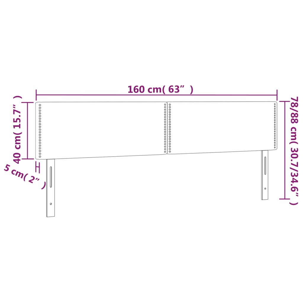 vidaXL Hoofdborden 2 st 80x5x78/88 cm stof blauw