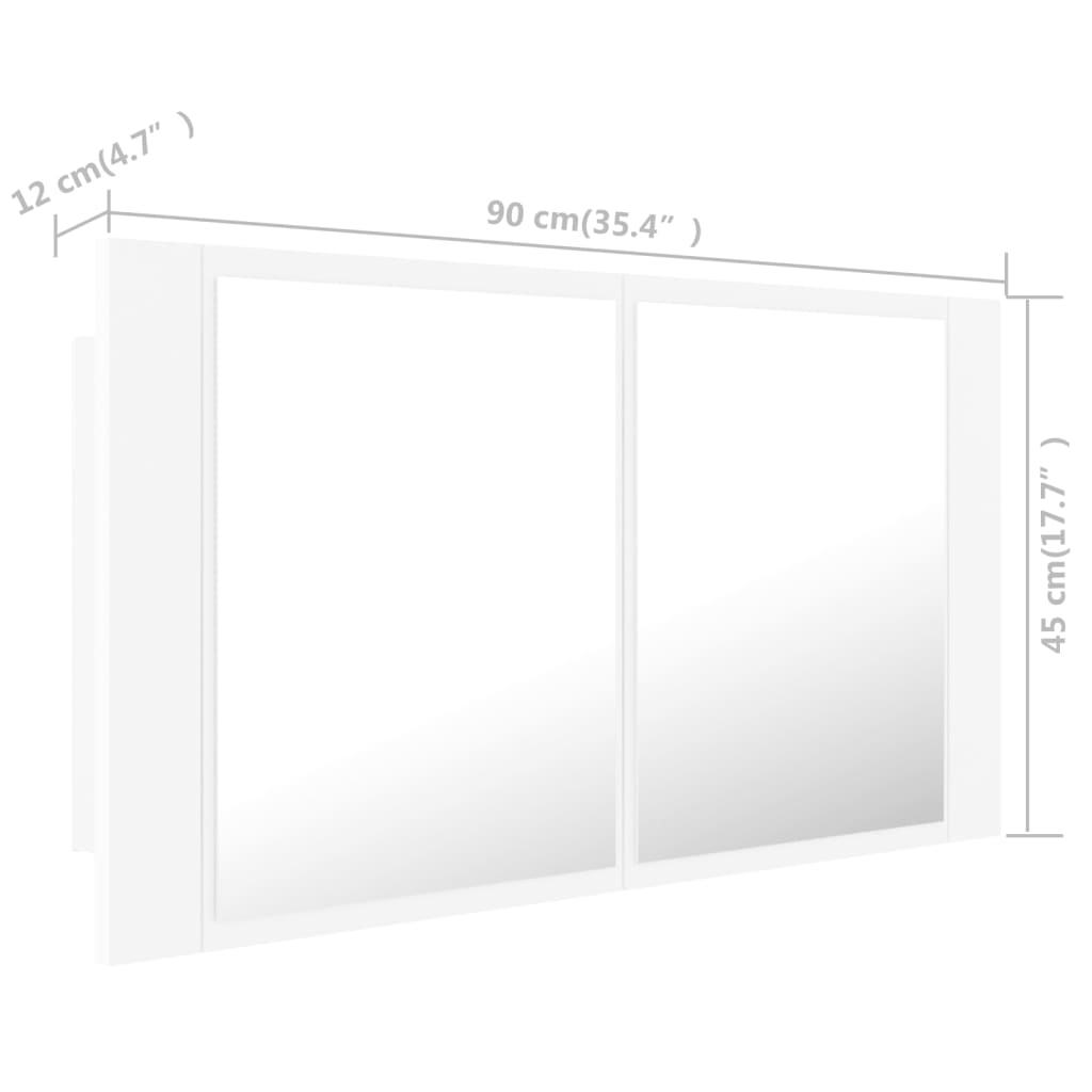 vidaXL Badkamerkast met spiegel en LED 90x12x45 cm wit