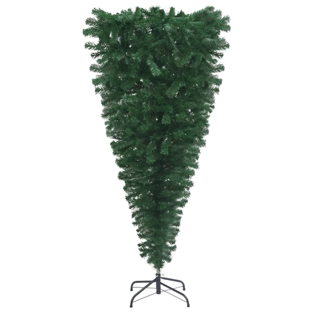 vidaXL Kunstkerstboom met verlichting en ballen ondersteboven 180 cm