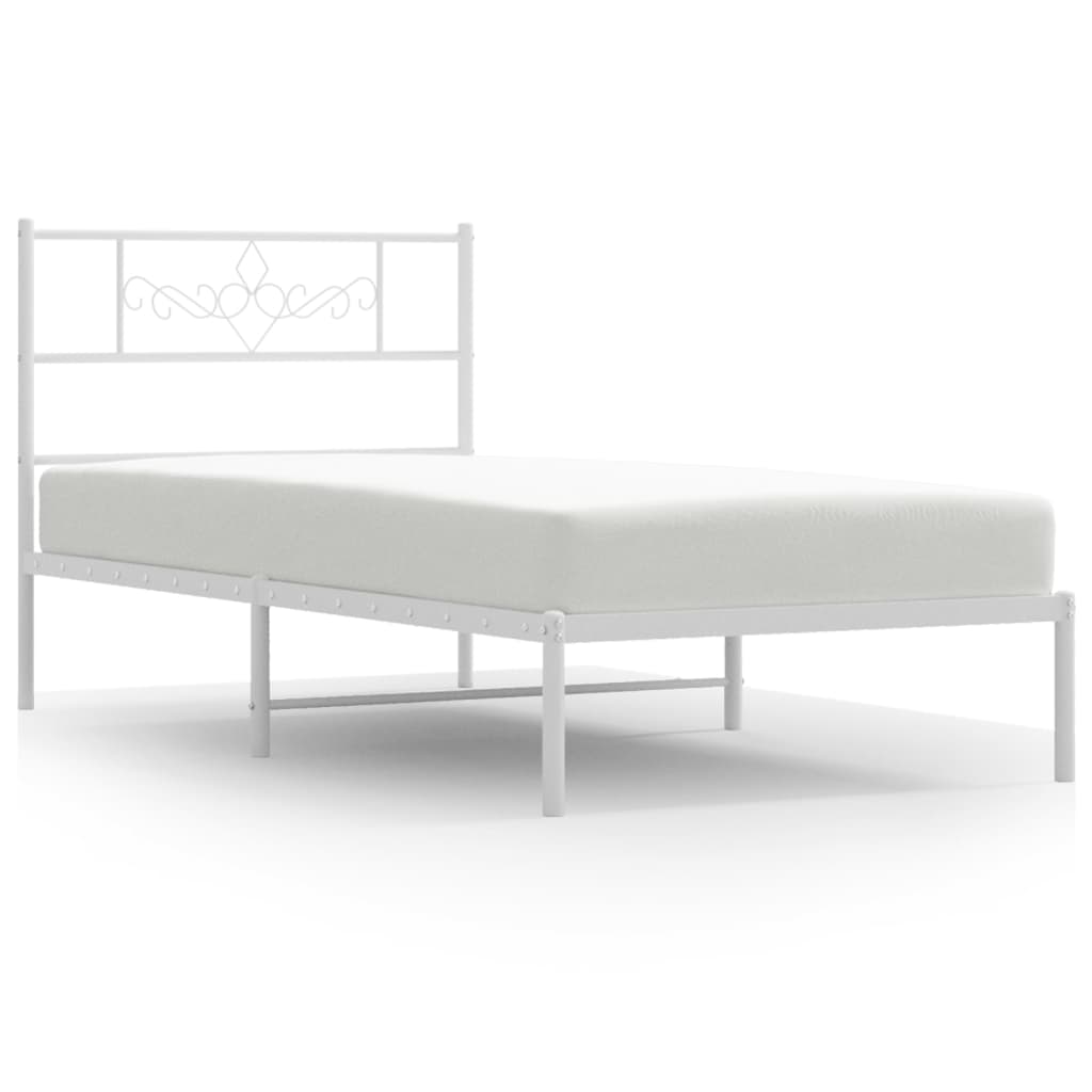 vidaXL Bedframe met hoofdbord metaal wit 107x203 cm