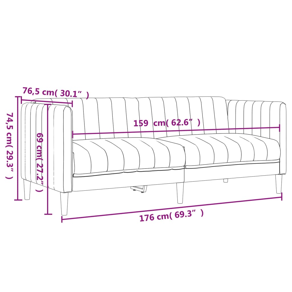 vidaXL 2-delige Loungeset stof crèmekleurig