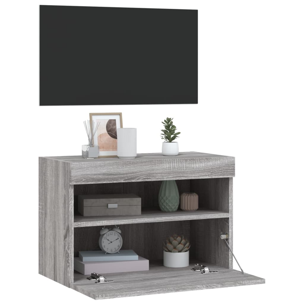 vidaXL Tv-wandmeubel met LED-verlichting 60x30x40 cm grijs sonoma