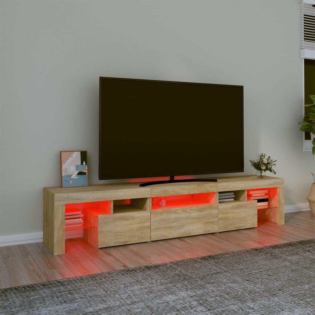 vidaXL Tv-meubel met LED-verlichting 200x36,5x40cm sonoma eikenkleurig