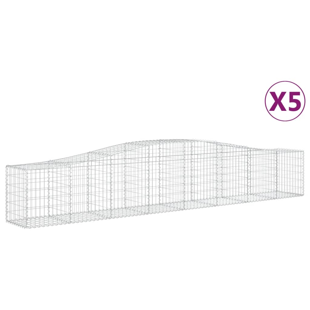 vidaXL Schanskorven 5 st gewelfd 400x50x60/80 cm gegalvaniseerd ijzer