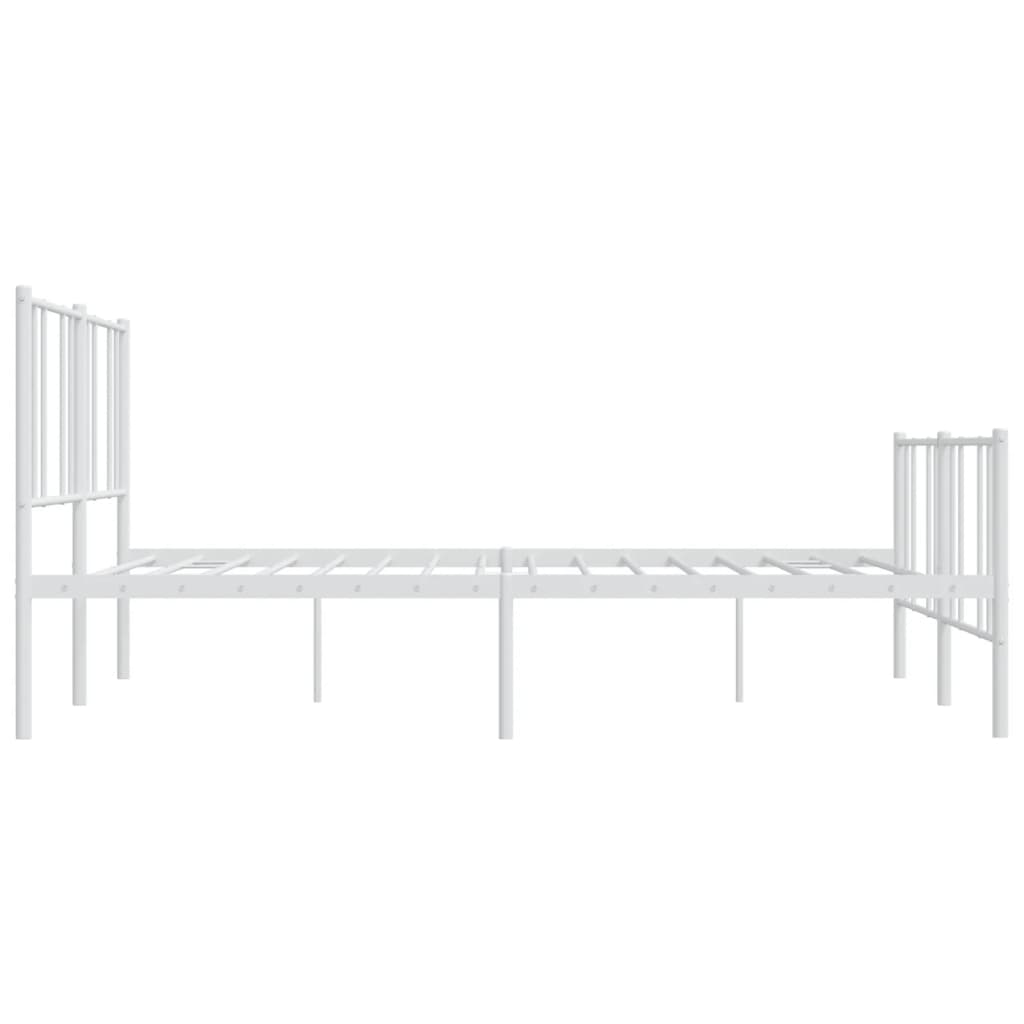 vidaXL Bedframe met hoofd- en voeteneinde metaal wit 183x213 cm