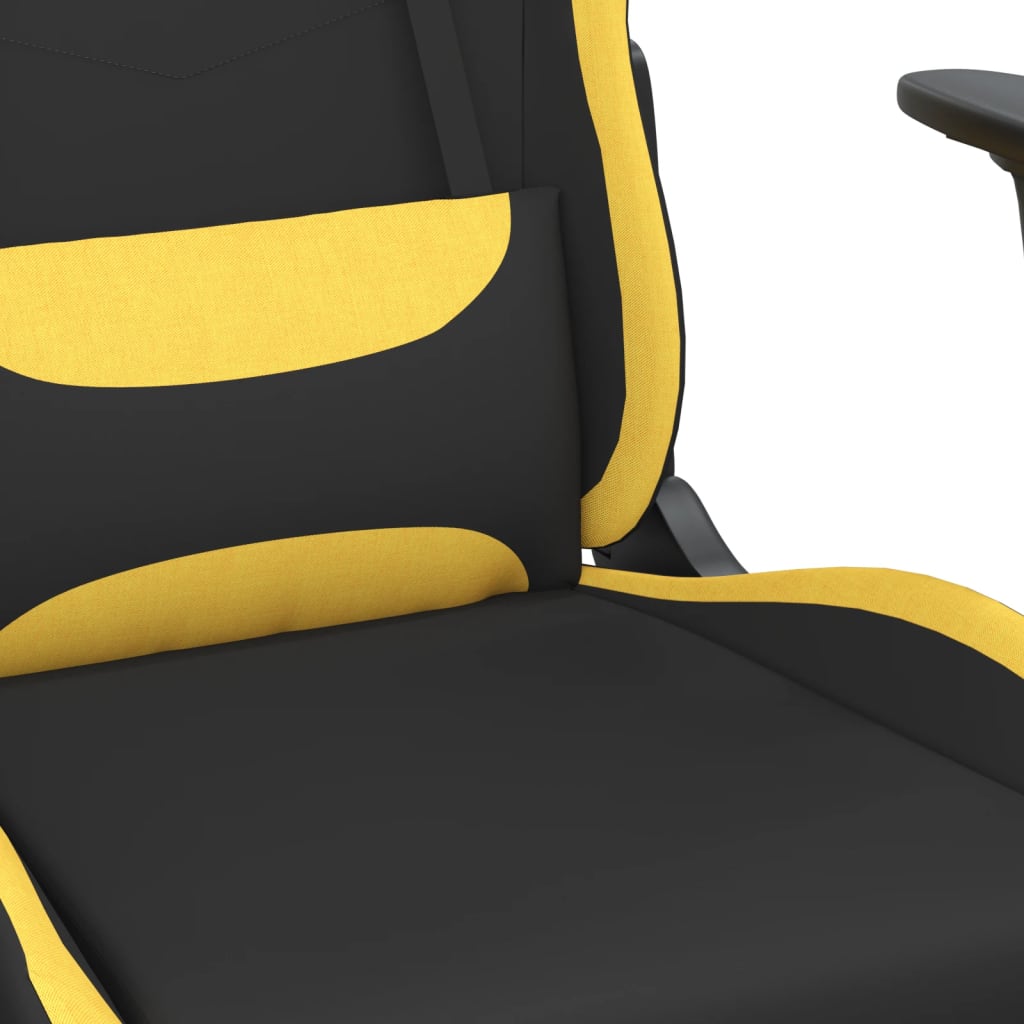vidaXL Gamestoel met voetensteun stof zwart en geel