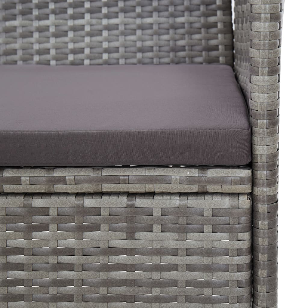 vidaXL 4-delige Loungeset met kussens poly rattan grijs