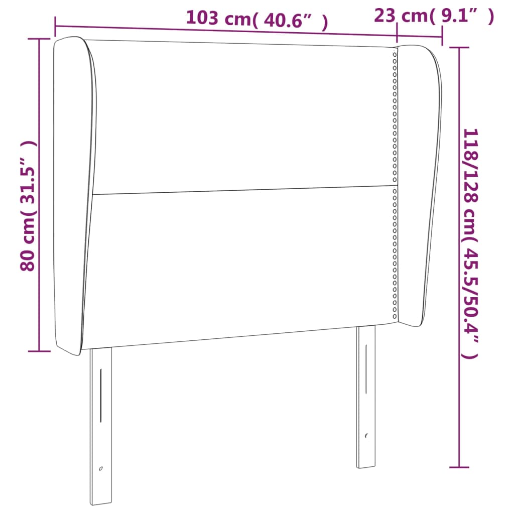 vidaXL Hoofdbord met randen 103x23x118/128 cm stof donkergrijs