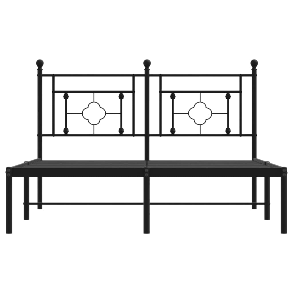 vidaXL Bedframe met hoofdbord metaal zwart 140x200 cm